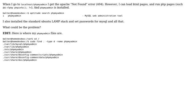 Ubuntu: Can't access phpmyadmin (apache ok, php ok) смотреть онлайн