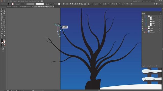 Winter Landscape Artwork in Illustrator | Adobe illustrator Tutorials смотреть онлайн