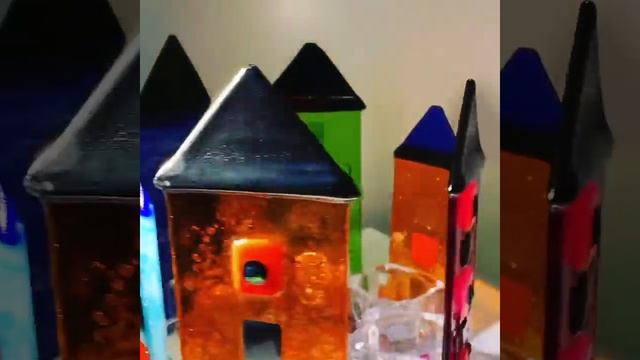 Домики из стекла, подсвечники. Houses of glass - telights holders. смотреть онлайн