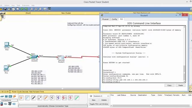 Configuring Two Routers with Switch using CLI in Cisco Packet Tracer смотреть онлайн