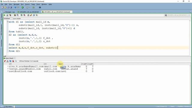 Oracle SQL Practical question with answer extract names from mail id using SQL function смотреть онлайн