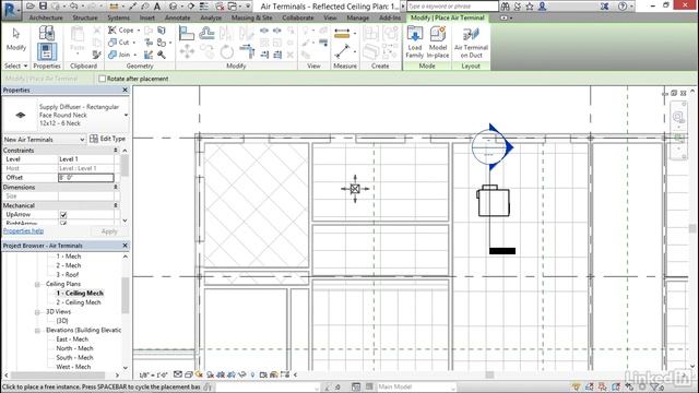 Revit Tutorial - Add and modify air terminals смотреть онлайн