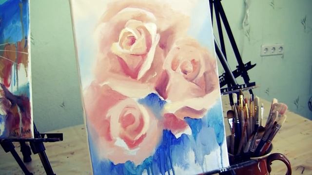 Розы.УРОКИ ЖИВОПИСИ и РИСОВАНИЯ МАСЛОМ от Люба Дикер