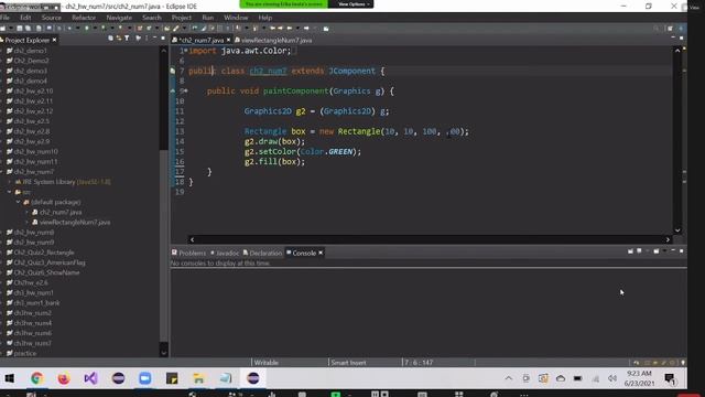 Java, use class, Rectangle class, draw a green Rectangle смотреть онлайн