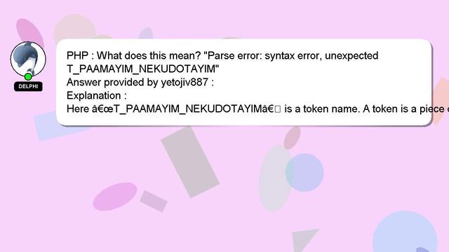 PHP : What does this mean? "Parse error: syntax error, unexpected T_PAAMAYIM_NEKUDOTAYIM" смотреть онлайн