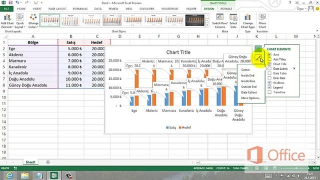 Microsoft Office 2013 Excel Recommended Charts (Önerilen Grafikler) смотреть онлайн