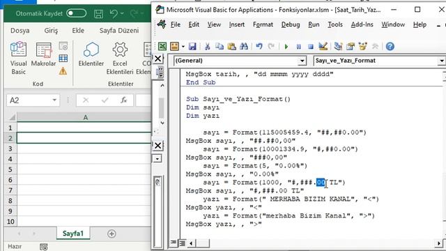 VBA Eğitim 10.1 -VBA Fonksiyonlar (Format, Len, Right,Left, Mid, InStr, Trim, Date, Now, Time vs.) смотреть онлайн