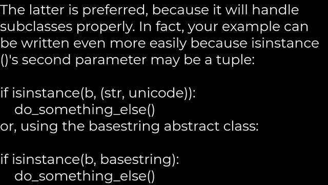 Python :What are the differences between type() and isinstance()?(5solution) смотреть онлайн