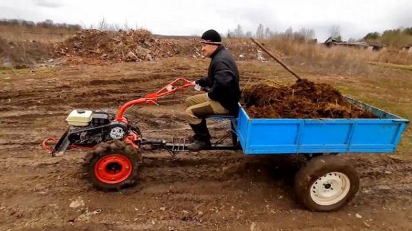ПЕРЕВОЗКА навоза. Мотоблок АГАТ. Короткометражка. TRANSPORTATION of manure.Agate tillers.Short film