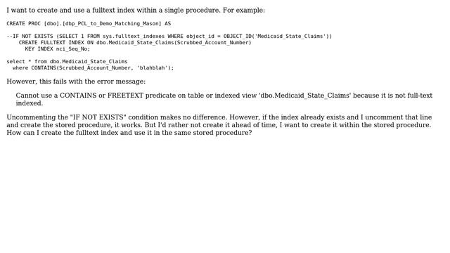 Databases: Create and use Fulltext Index in a Stored Procedure смотреть онлайн