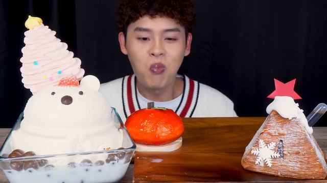 ASMR 크리스마스 디저트🎅🏻블루 초코바 설탕도넛 무지개 케이크 먹방!Christmas Dessert Rainbow Cake Donut Blue Choco Bar MuKBang смотреть онлайн