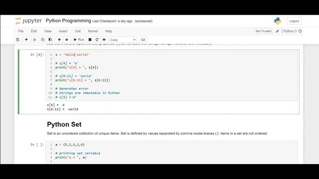 String & Set in Python Programming Language смотреть онлайн