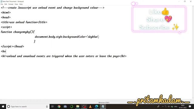 Changing Background Colour Using Onload function in Javascript смотреть онлайн