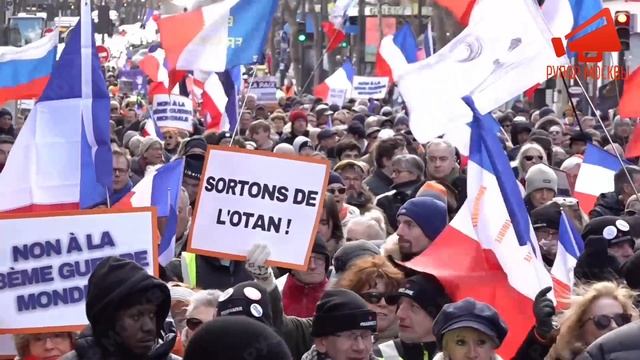 «Выходите из НАТО!» - Парижане вышли на марш протеста смотреть онлайн
