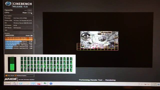 4x Intel Xeon 7500 series Processors doing Cinebench 11.5 Test смотреть онлайн