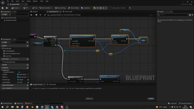 UE5 Short Tutorials: Hierarchical Instanced Static Mesh добавляем компонент и располагаем на уровне