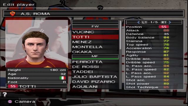 Francesco Totti Stats - Winning Eleven 4 ao PES 2017 - PS1 e PS2 смотреть онлайн