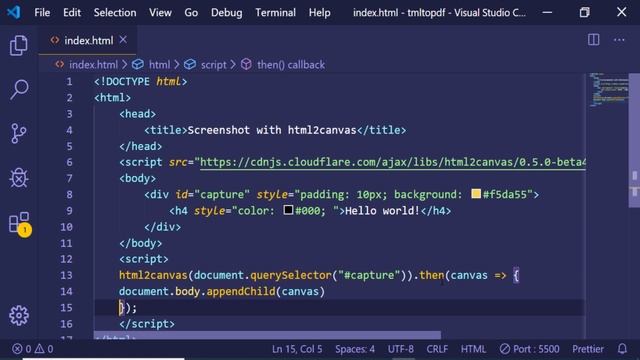 html2canvas Library Simple Example to Take Screenshot in Webpage in Javascript смотреть онлайн