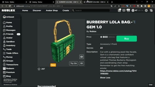 [?24 HOURS ON-SALE ONLY/LIMITED ITEMS?] How to BUY BURBERRY LOLA BAGS - GEM 1.0 & 3.0! | Roblox смотреть онлайн