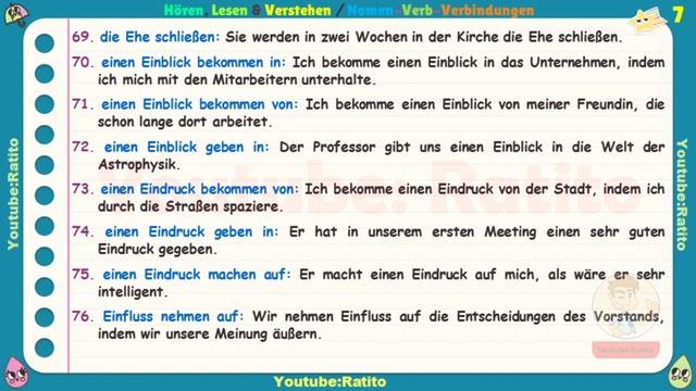 Nomen - Verb-  Verbindungen 1  Deutsch Training