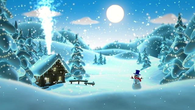 Футаж Зимняя ночь. Красивый фон с падающим снегом смотреть онлайн