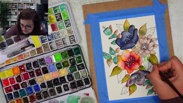 watercolor with me | peonies and eucalyptus leaves in watercolor | watercolor peonies смотреть онлайн