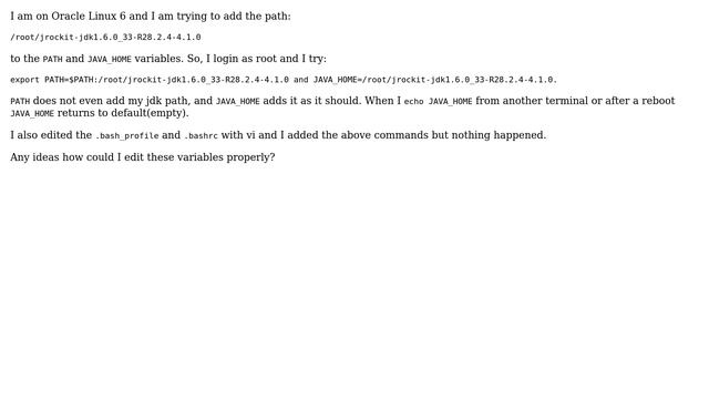Can't save PATH or JAVA_HOME variables, Oracle Linux 6 смотреть онлайн
