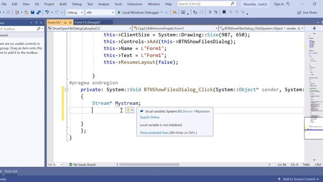 c++/cli windows forms (Show openfiledialog) visual studio code смотреть онлайн
