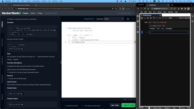 15. String Split and Join: Hackerrank | Python Solution Explained смотреть онлайн