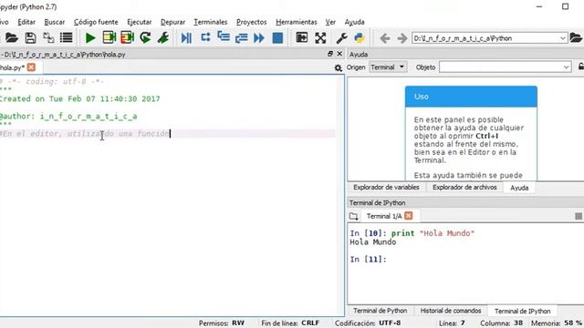 Desarrollo de primer programa en Python, utilizando Spyder. Informática y programación. смотреть онлайн