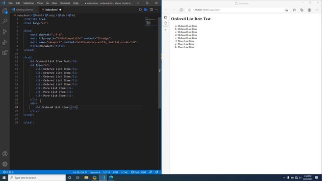 Html Ordered list смотреть онлайн