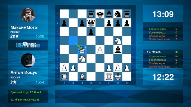 Chess Game Analysis: Антoн Иoцус - МаксимМото : 1-0 (By ChessFriends.com) смотреть онлайн