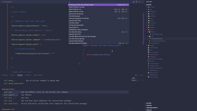 Laravel Sail - tests with Visual Studio Code and Better PHPUnit plugin смотреть онлайн
