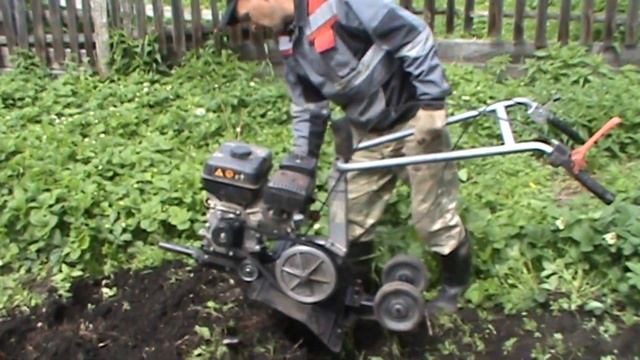 Мотоблок в деле ...зять соседке роет огород. смотреть онлайн