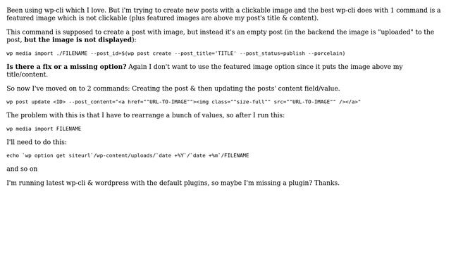 Wordpress: wp-cli post create & media import issues смотреть онлайн