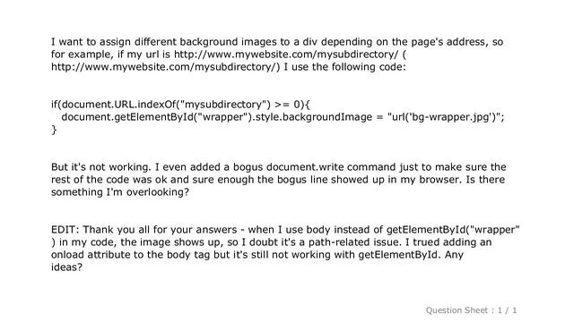 HTML : document.getElementById.style.backgroundImage not working смотреть онлайн