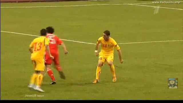 финт Жиркова в игре Россия-Македония 02.9.2011 смотреть онлайн