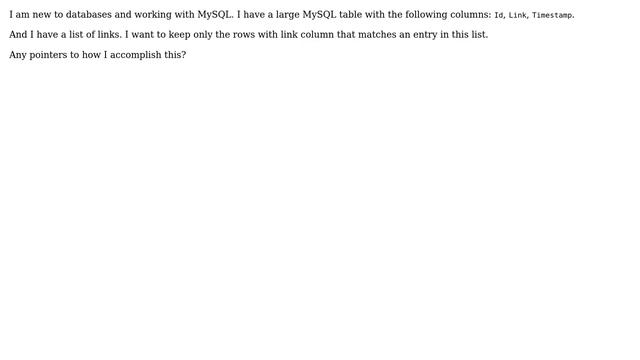 Databases: How do I selectively purge MySQL table rows using a list of column values? смотреть онлайн