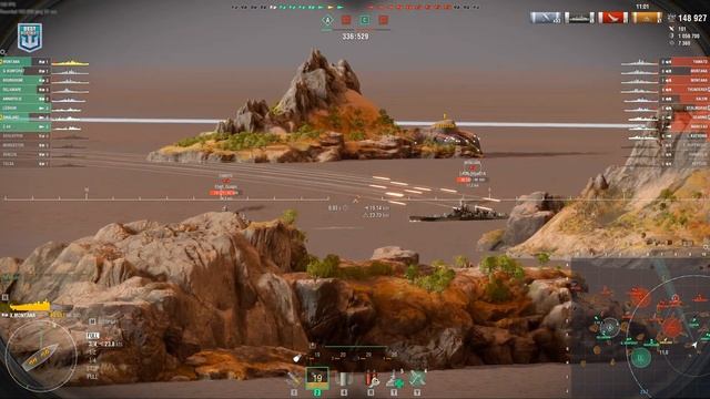 Battleship Montana: 14 citadelles on map Land of Fire - World of Warships смотреть онлайн
