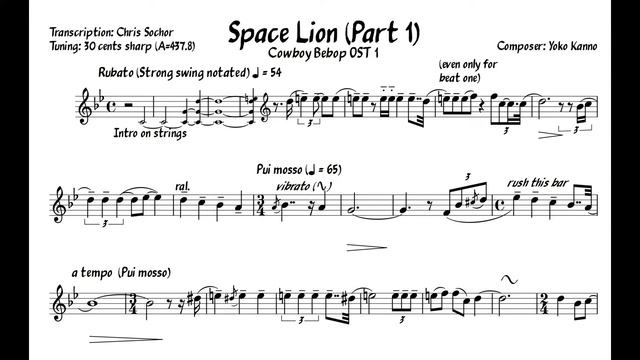 Space Lion (Cowboy Bebop OST 1) Tenor Sax Solo Transcription смотреть онлайн