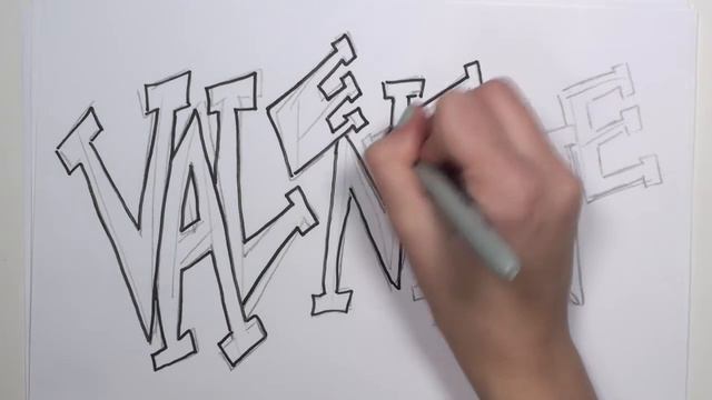 Valentine's Day Drawings - How to Draw Valentine in Graffiti Letters MLT смотреть онлайн