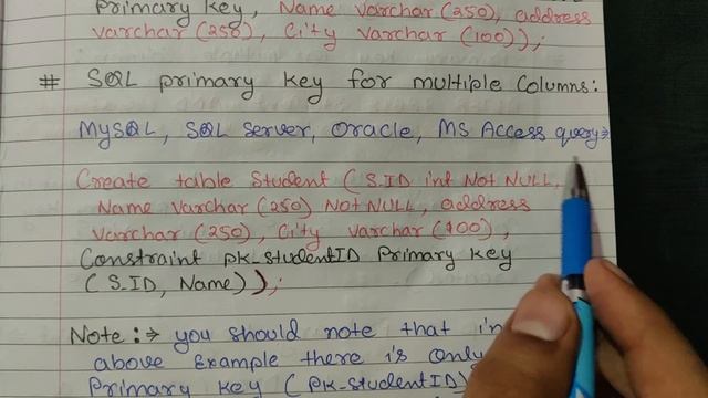 What is primary key with example? - Primary Key main points | #SQL Dbms Tutorials with Notes смотреть онлайн
