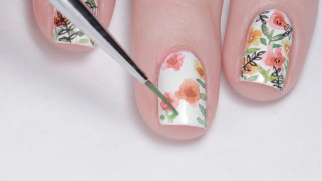 Watercolor Tropical Floral｜ Nail Art
