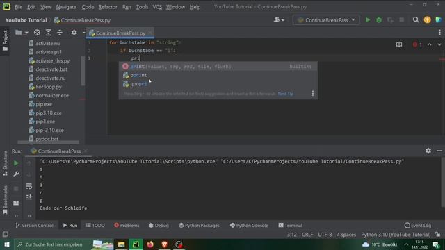 Python Tutorial #14 Continue break und pass [GERMAN/DEUTSCH] смотреть онлайн