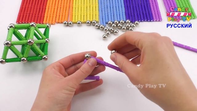 Играем с Магнитными Палочками и Шариками | Делаем Необычные Фигуры | Учим цвета для детей смотреть онлайн