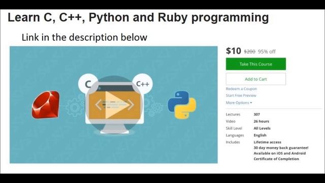 Learn c c++ python and ruby programming languages from scratch смотреть онлайн