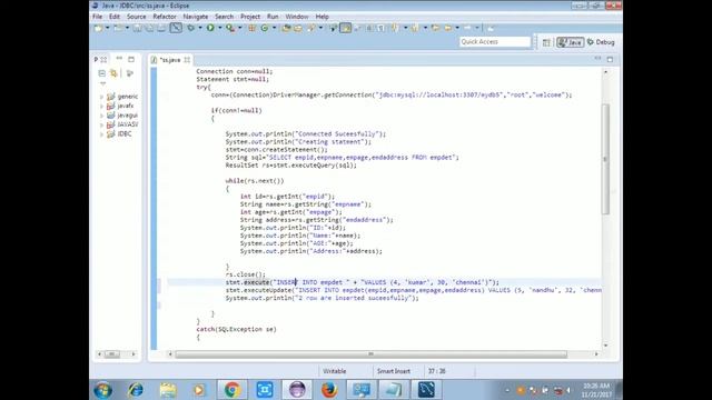 Java Tutorial in Tamil-49:JDBC insert Query смотреть онлайн