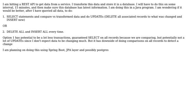 Databases: More efficient to do SELECT and compare in Java or DELETE and INSERT смотреть онлайн