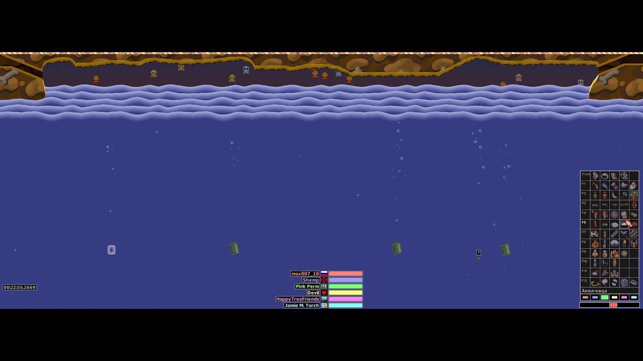 Что будет если вода поднимется до предела высоты в игре Worms Armageddon смотреть онлайн