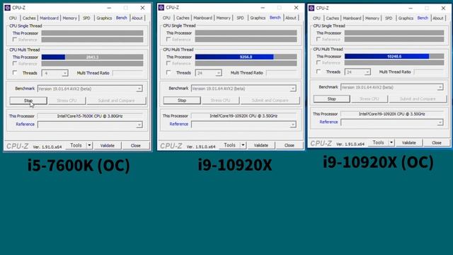 i9-10920X Benchmark test (CPU-Z) VS I5-7600K 벤치마크 смотреть онлайн